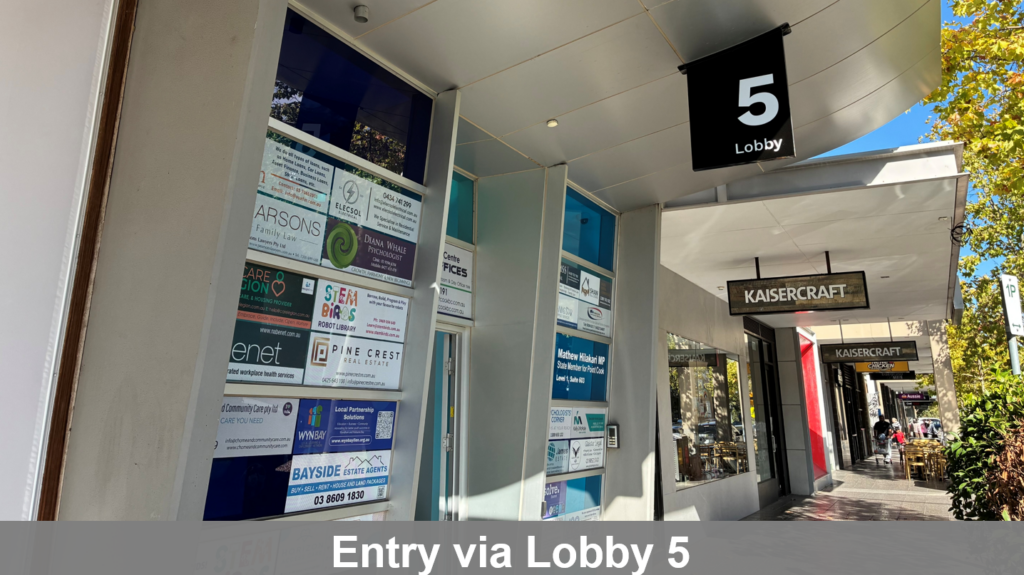 Entrance to SzuYing Psychology via Lobby 5 at Point Cook Business Centre